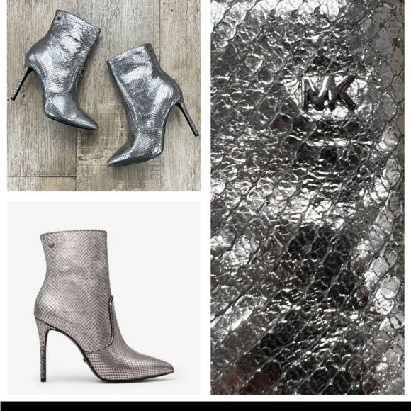Michael Kors Blaine Metallic Embossed LeatherAnkle Boot - Picture 7 of 9